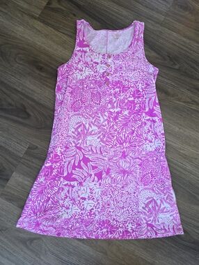 Lilly Pulitzer Lela Henley Tank Dress Wild Fuchsia Swipe Right Sleeveless Sz S